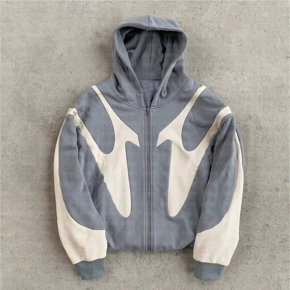 Harajuku Y2K Couple Zipper Hooded Coats Fashion Women Long Sleeve Retro American Hoodies Casual Letter Printed New Sweatshirts