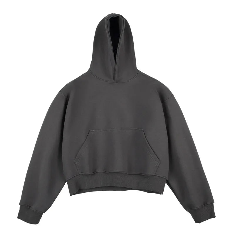 Top Quality 450G Heavyweight EU US Size High Street Clean Fit Short Hooded for Men and Women Loose Thick Boxy Hoodie