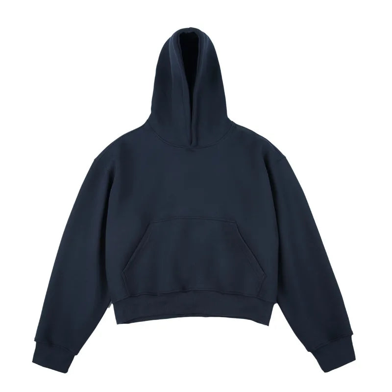 Top Quality 450G Heavyweight EU US Size High Street Clean Fit Short Hooded for Men and Women Loose Thick Boxy Hoodie